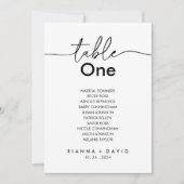 Schwarz-weiße Klassische Tischnummer 1 Sitzkarte (Vorderseite)