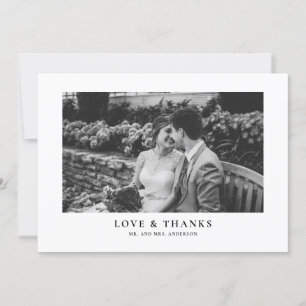 Schwarz-Weiße klassische Typografie-Hochzeit Dankeskarte