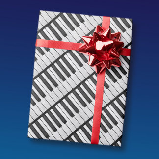 Schwarz-Weiße Klaviertasten Geschenkpapier