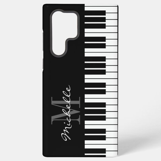 Schwarz-weiße Klaviertasten-Monogramm individuell Samsung Galaxy Hülle (Rückseite)