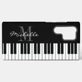Schwarz-weiße Klaviertasten-Monogramm individuell Samsung Galaxy Hülle (Rückseite (Horizontal))