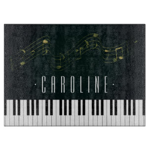 Schwarz-weiße Klaviertasten-Musiknote Schneidebrett