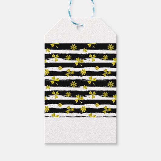 Schwarz-weiße Klee Geschenkanhänger (Vorderseite)
