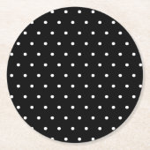 Schwarz-weiße kleine Polka-Punkte Runder Pappuntersetzer (Vorderseite)