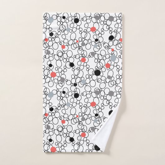 Schwarz-weiße Korallenzirkel, Punkte Badhandtuch Set (Handtuch)