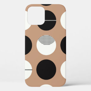 Schwarz, weiße Kreise, brauner Hintergrund. Case-Mate iPhone Hülle