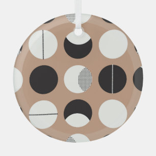 Schwarz, weiße Kreise, brauner Hintergrund. Ornament Aus Glas