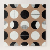 Schwarz, weiße Kreise, brauner Hintergrund. Puzzle (Horizontal)