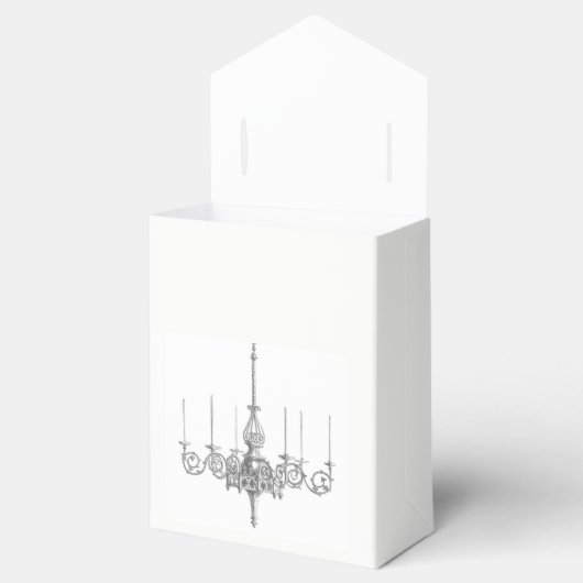 Schwarz-weiße Kronleuchter-Namen Datum Gastgeschen Geschenkschachtel (Geöffnet)