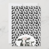 Schwarz-weiße Kuh Calf Boho Floral Baby Dusche Einladung (Rückseite)