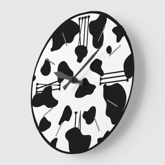 Schwarz-weiße Kuh mit schwarzem Trimm ausblenden Große Wanduhr (Winkel)