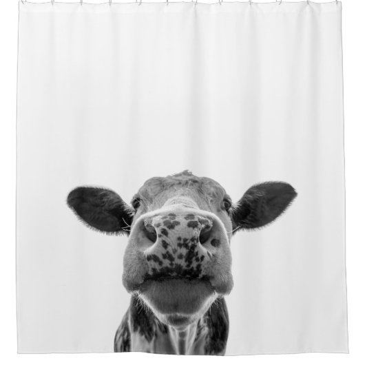 Schwarz-weiße Kuh Moderner Bauernhof Rustikal Duschvorhang (Vorderseite)