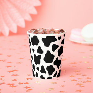 Schwarz-weiße Kuh Muster Cowgirl Themed Pappbecher