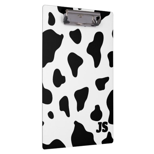 Schwarz-weiße Kuh Personalisiert ausblenden Klemmbrett (Rechts)