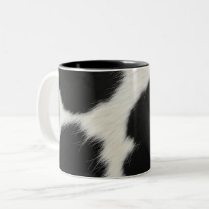 schwarz weiße Kuh Textur Fell Haut Leder Tier ha Zweifarbige Tasse