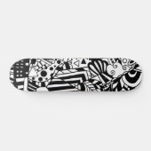 Schwarz-weiße Kunst abstrakte Muster Skateboard (Horizontal)