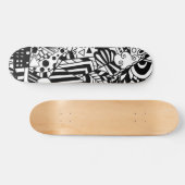 Schwarz-weiße Kunst abstrakte Muster Skateboard (Horizontal)
