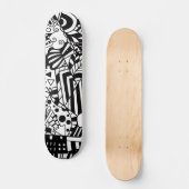 Schwarz-weiße Kunst abstrakte Muster Skateboard (Vorderseite)
