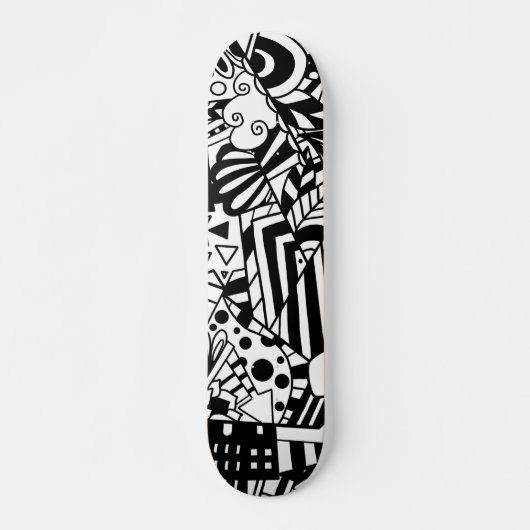 Schwarz-weiße Kunst abstrakte Muster Skateboard (Vorne)