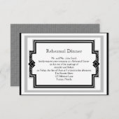 Schwarz-weiße Kunst-Deko-Rahmen-Hochzeits-Probe Einladung (Vorne/Hinten)