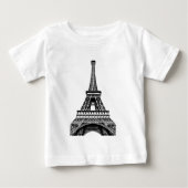 Schwarz-weiße Kunst-Grafik Eiffel-Turm-Paris Baby T-shirt (Vorderseite)