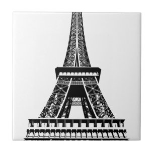 Schwarz-weiße Kunst-Grafik Eiffel-Turm-Paris Fliese