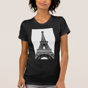 Schwarz-weiße Kunst-Grafik Eiffel-Turm-Paris T-Shirt