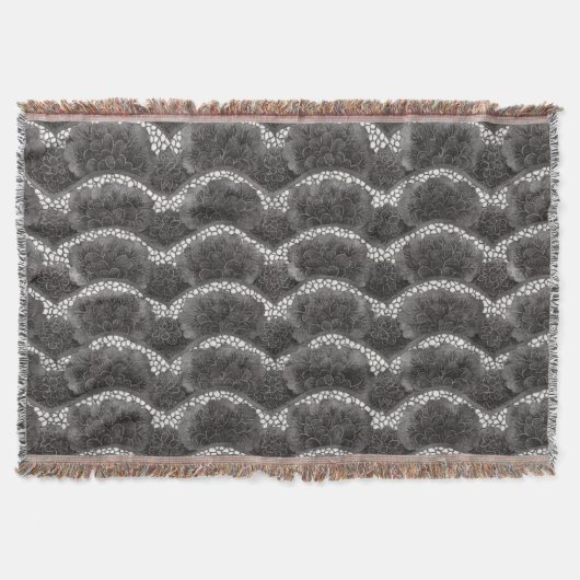 Schwarz Weiße Kunstblumen-Spitze Decke (Vorderseite)