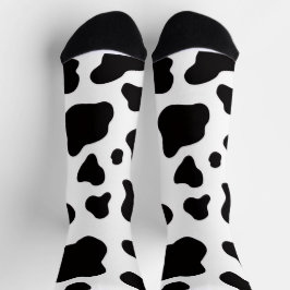 Schwarz-weiße Kunstkuhhaut  Socken