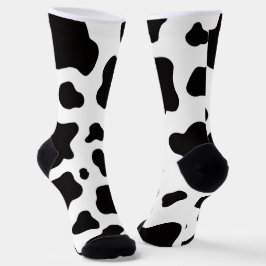 Schwarz-weiße Kunstkuhhaut Socken