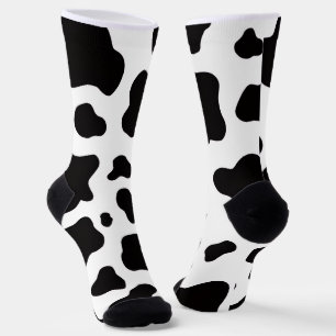 Schwarz-weiße Kunstkuhhaut  Socken