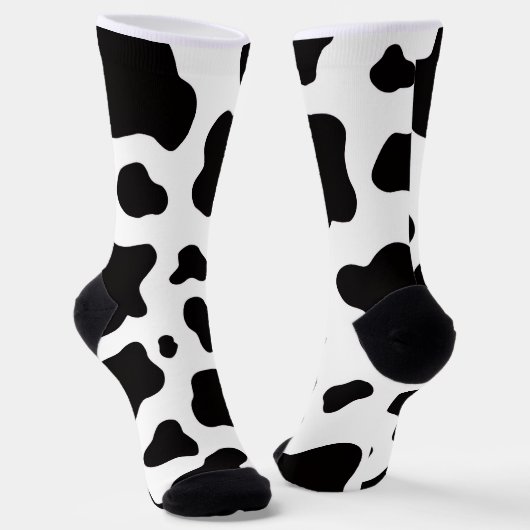 Schwarz-weiße Kunstkuhhaut Socken (Gewinkelt)