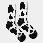 Schwarz-weiße Kunstkuhhaut Socken (Rechts)