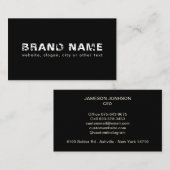 Schwarz-weiße Künstlerische Grunge Coole Markenbez Visitenkarte (Vorne/Hinten)