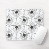 Schwarz Weiße Kunststoff-Spitzen-Blumen Mousepad (Mit Mouse)