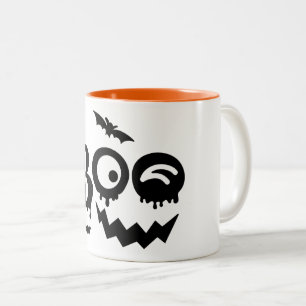 Schwarz-weiße Kürbis-Halloween-Illustrationstasse Zweifarbige Tasse