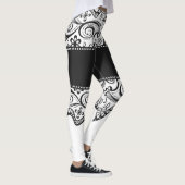 Schwarz-weiße lacy Leggings des Spitze-Hinterns (Rechts)