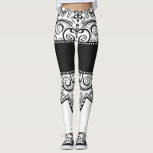 Schwarz-weiße lacy Leggings des Spitze-Hinterns