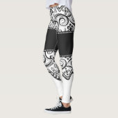 Schwarz-weiße lacy Leggings des Spitze-Hinterns (Links)