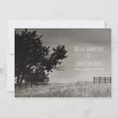 Schwarz-weiße Landeshochzeit auf rustikalem Landfe Einladung (Vorderseite)