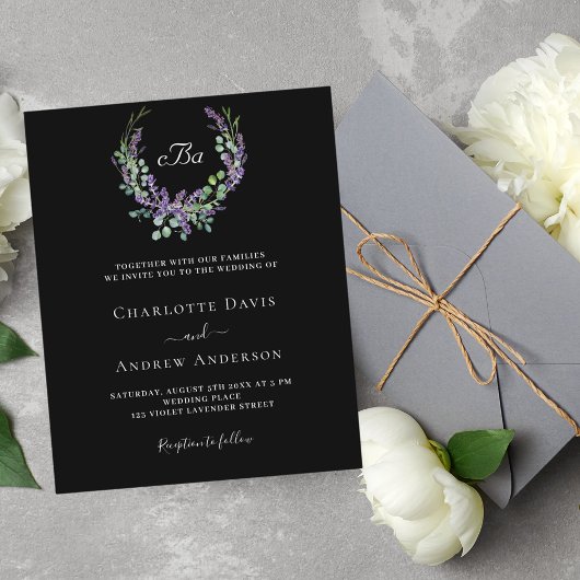 Schwarz-weiße Lavendel-UAWG-Hochzeit