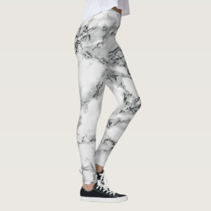 Schwarz-weiße Leggings aus Marmor