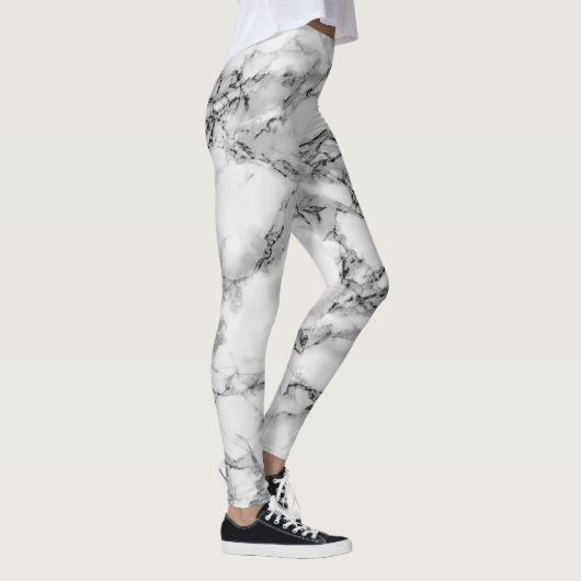 Schwarz-weiße Leggings aus Marmor (Rechts)