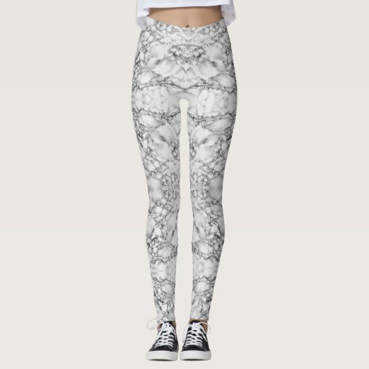 Schwarz-weiße Leggings aus Marmor (Vorderseite)