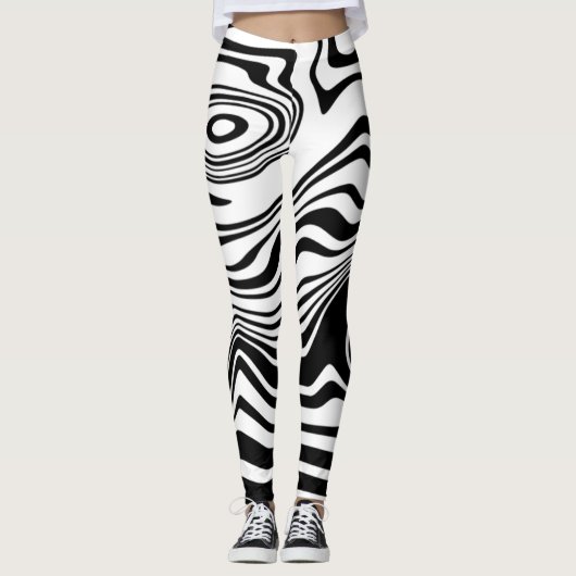 Schwarz-weiße Leggings mit Streifen oder Farbauswa (Vorderseite)