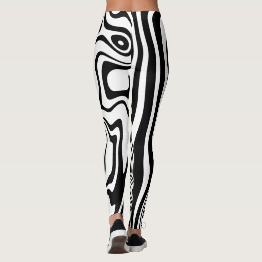 Schwarz-weiße Leggings mit Streifen oder Farbe (Rückseite)