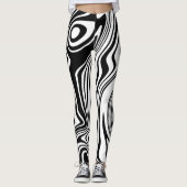 Schwarz-weiße Leggings mit Streifen oder Farbe (Vorderseite)