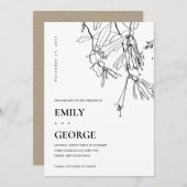 SCHWARZ-WEISSE LEITUNG ZEICHNEND FLORAL-SAVE THE D DANKESKARTE (Vorne/Hinten)