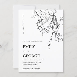 SCHWARZ-WEISSE LEITUNG ZEICHNEND FLORAL-SAVE THE D DANKESKARTE