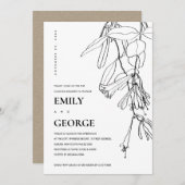 SCHWARZ-WEISSE LEITUNG ZEICHNEND FLORALISCHE KUPEL DANKESKARTE (Vorne/Hinten)